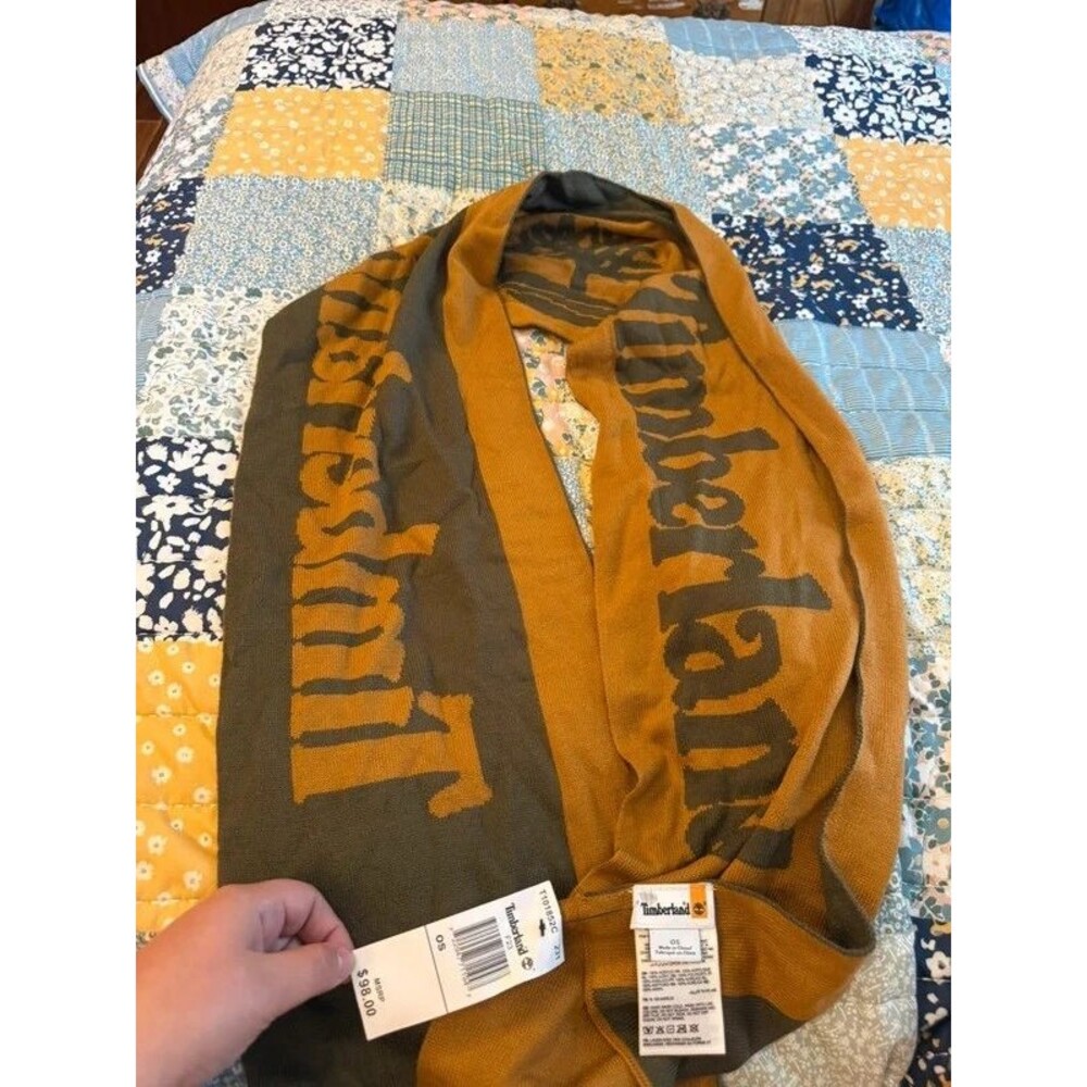 NWT Timberland Oversized Reversible Logo Knit Scarf Brown $98. 371
